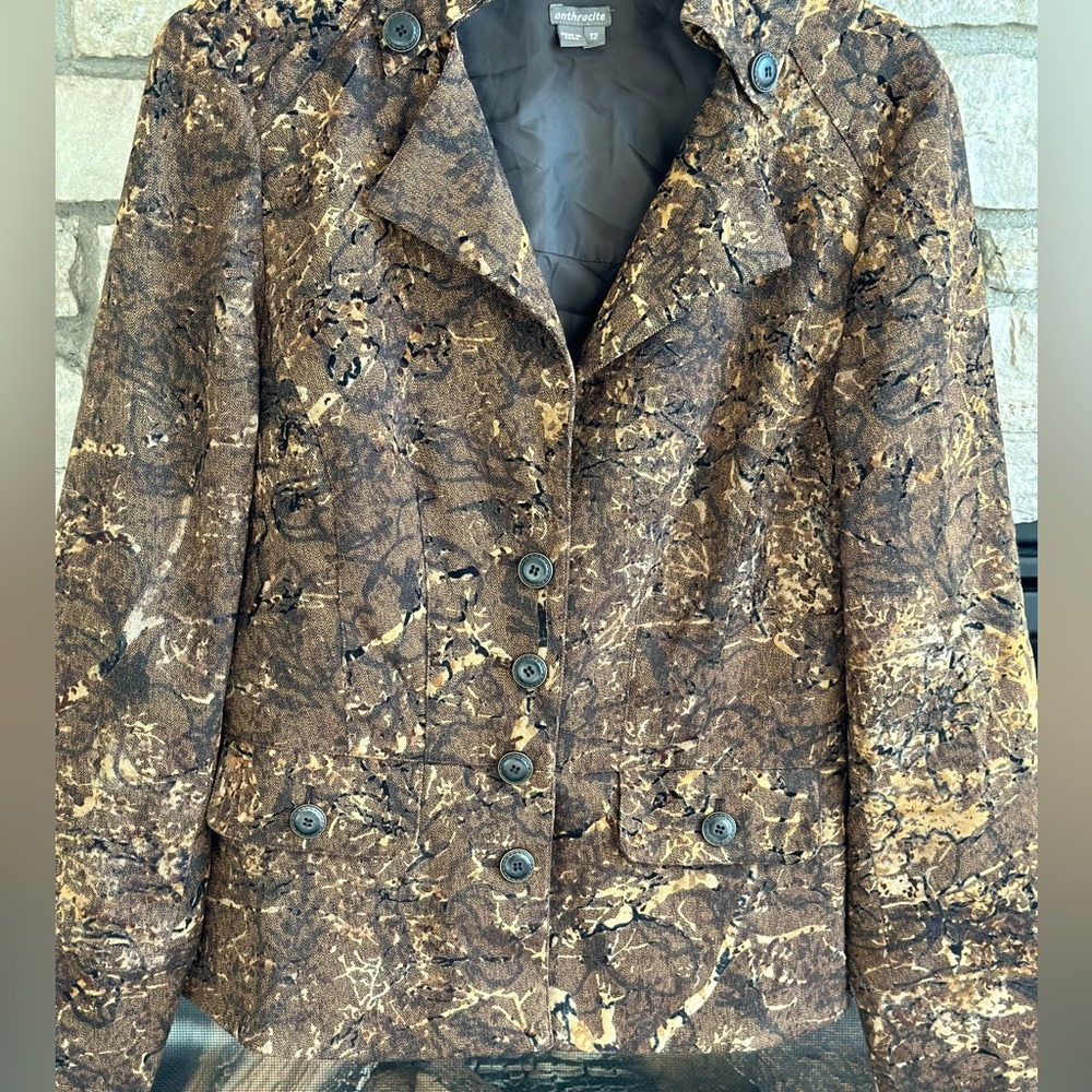 Anthracite Ladies Blazer Tweed Paisley Textured Camouflage Size 12 Women - Picture 4 of 14